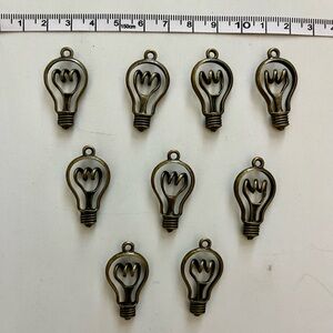 Vintage Bronze Colored Light Bulb Charms
